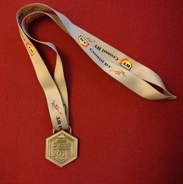 prima mea medalie primită la 8th Wizz Air Cluj-Napoca Marathon 2018
